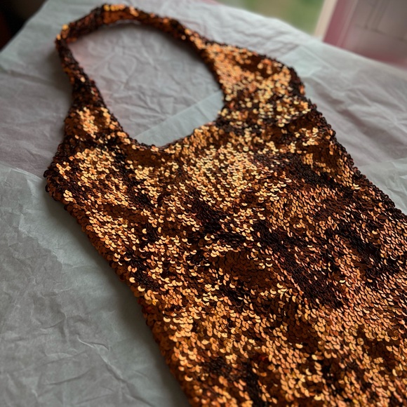 EUC VTG 80s halter sequin minidress handmade stretch small medium cocktail disco - Picture 2 of 15